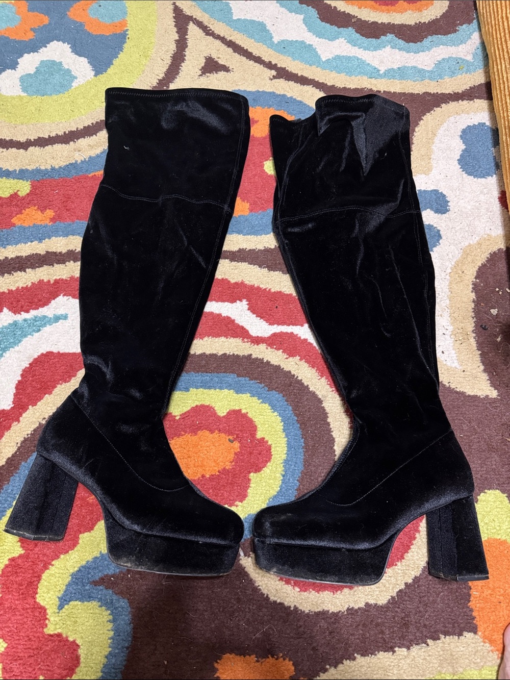 Wide calf Eloquii Black Velvet Over-the-Knee Platform Boots-make me an offer!
